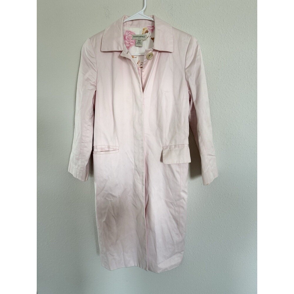 Banana Republic Light Pink Floral Blazer Peacoat SZ S button Feminine Barbie